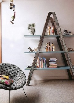 upcycled-ladder-into-shelves
